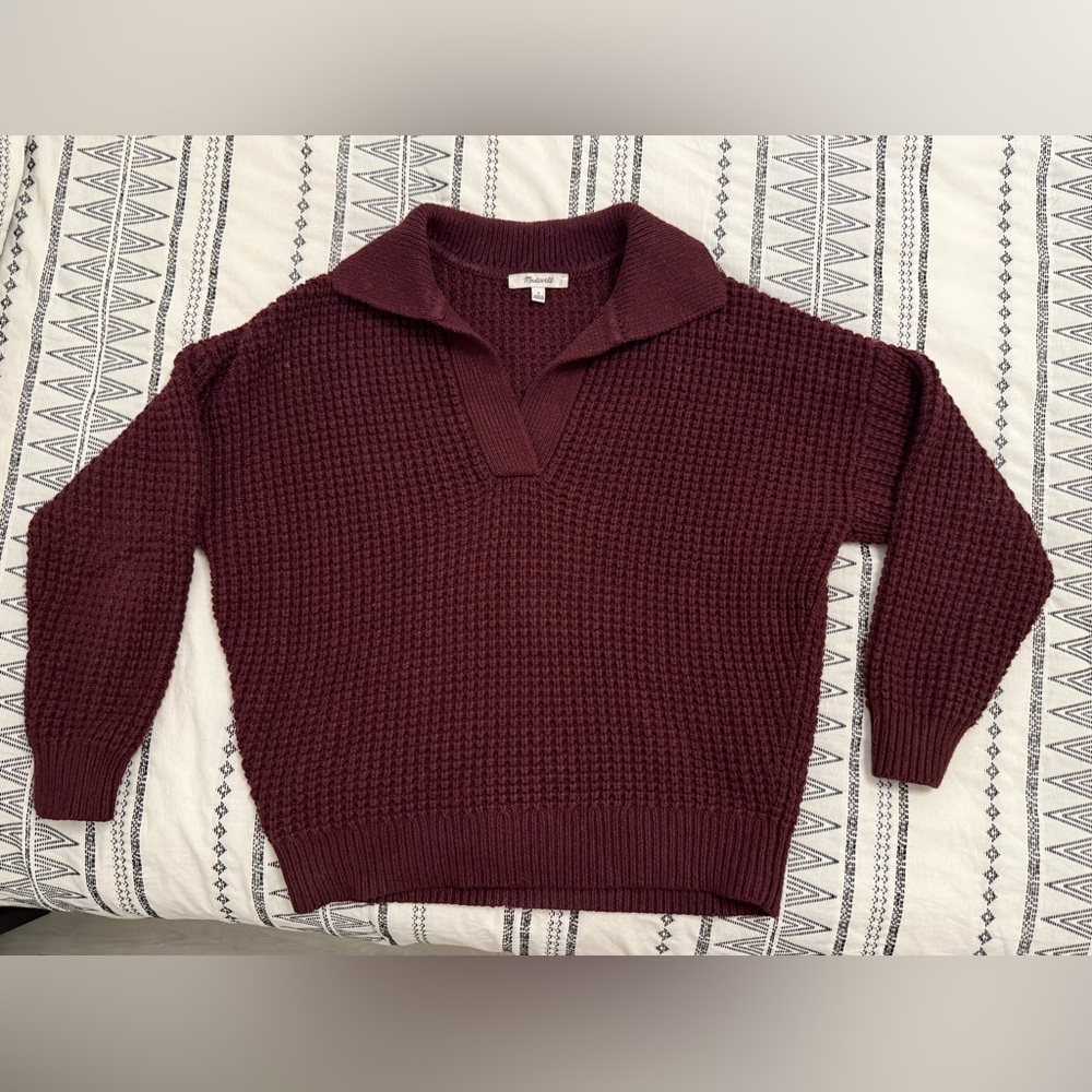 Madewell Burgundy Waffle Stitch Sweater